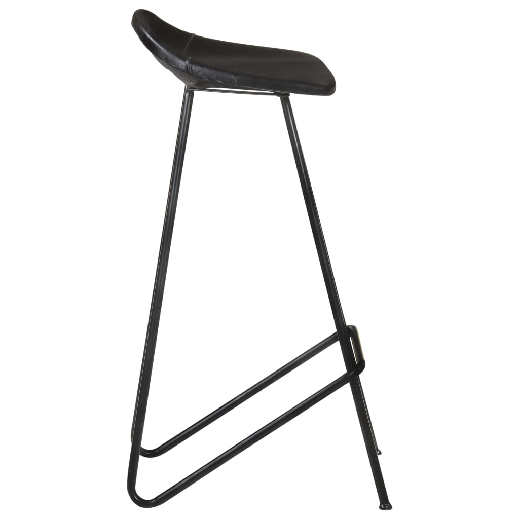 Bar stools, 2 pcs., black, genuine leather