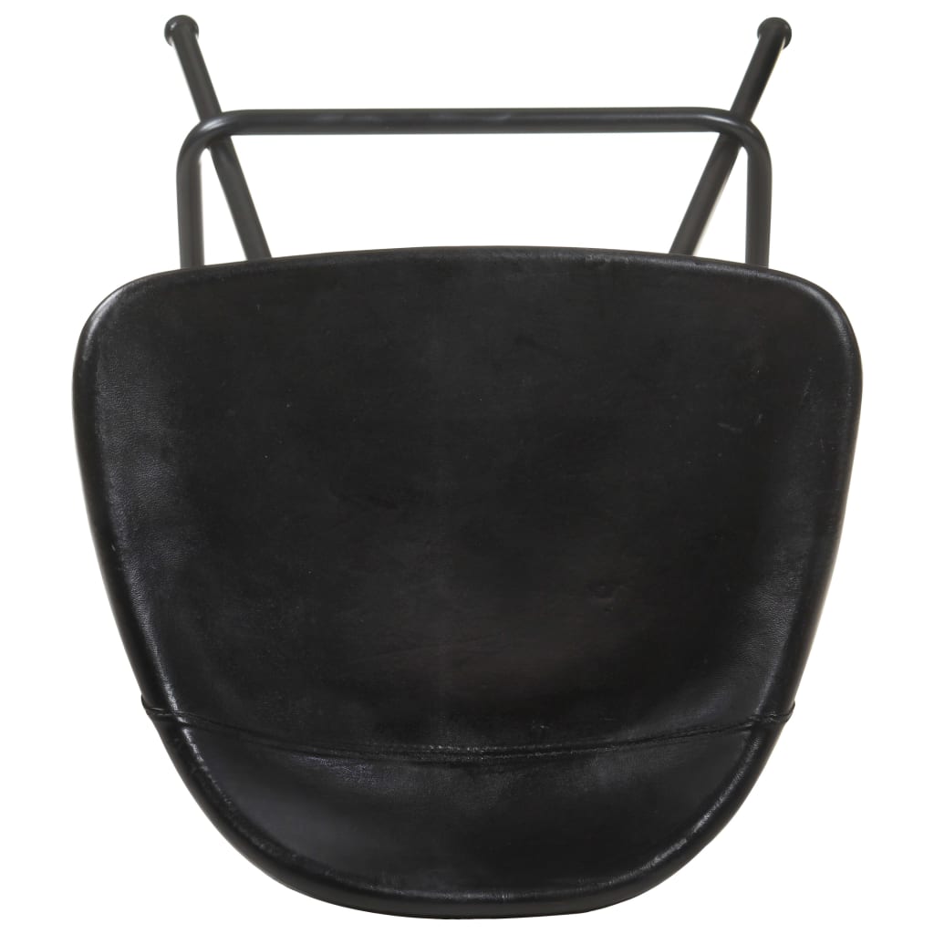 Bar stools, 2 pcs., black, genuine leather