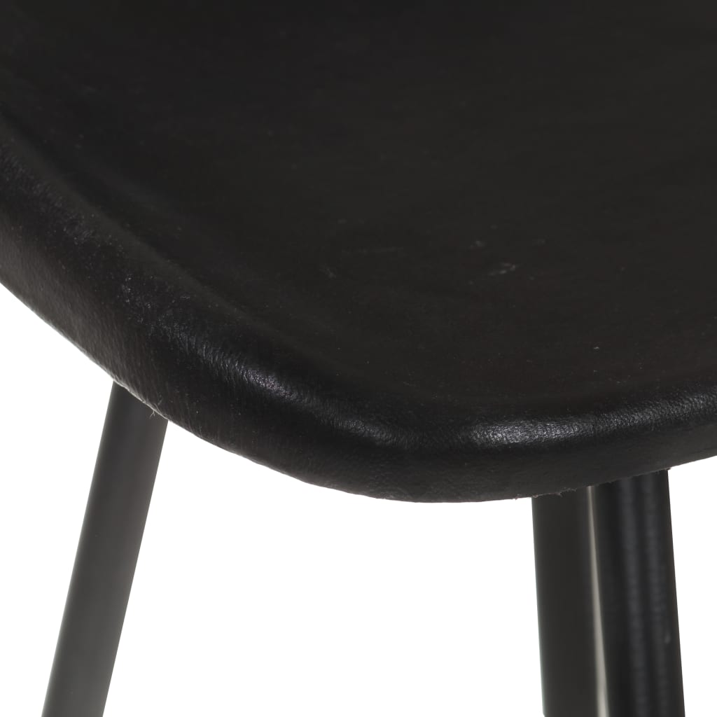 Bar stools, 2 pcs., black, genuine leather