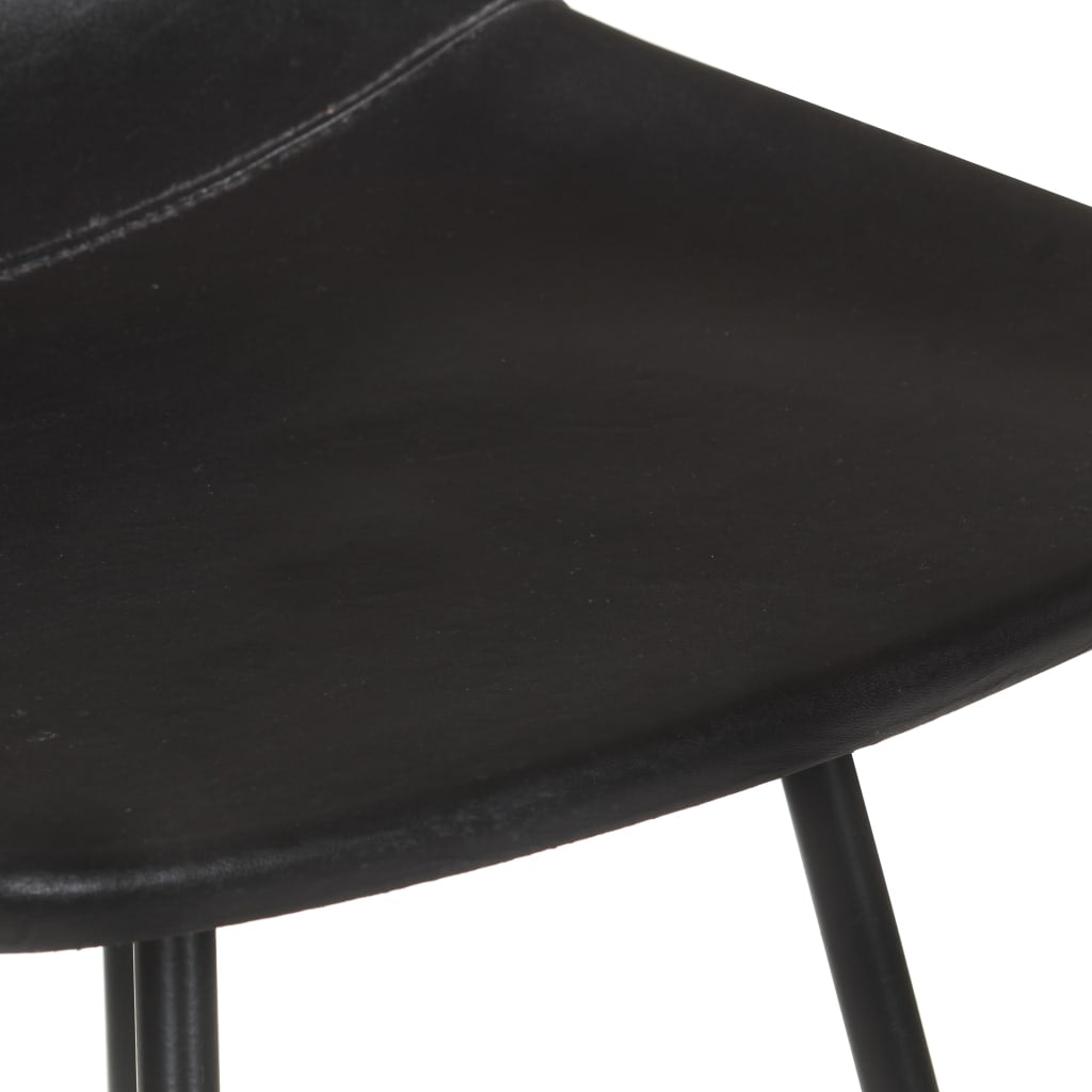 Bar stools, 2 pcs., black, genuine leather