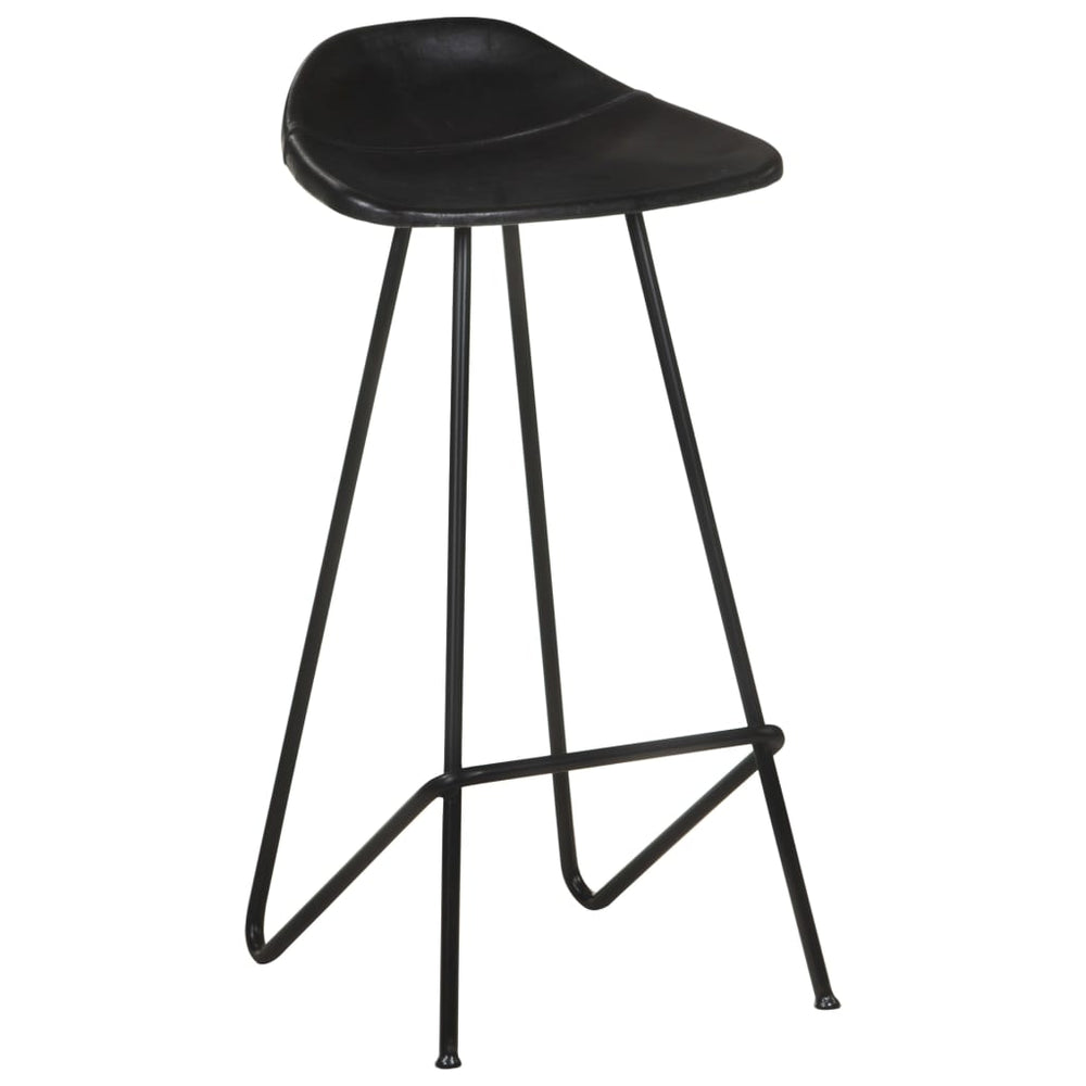 Bar stools, 4 pcs., black, genuine leather
