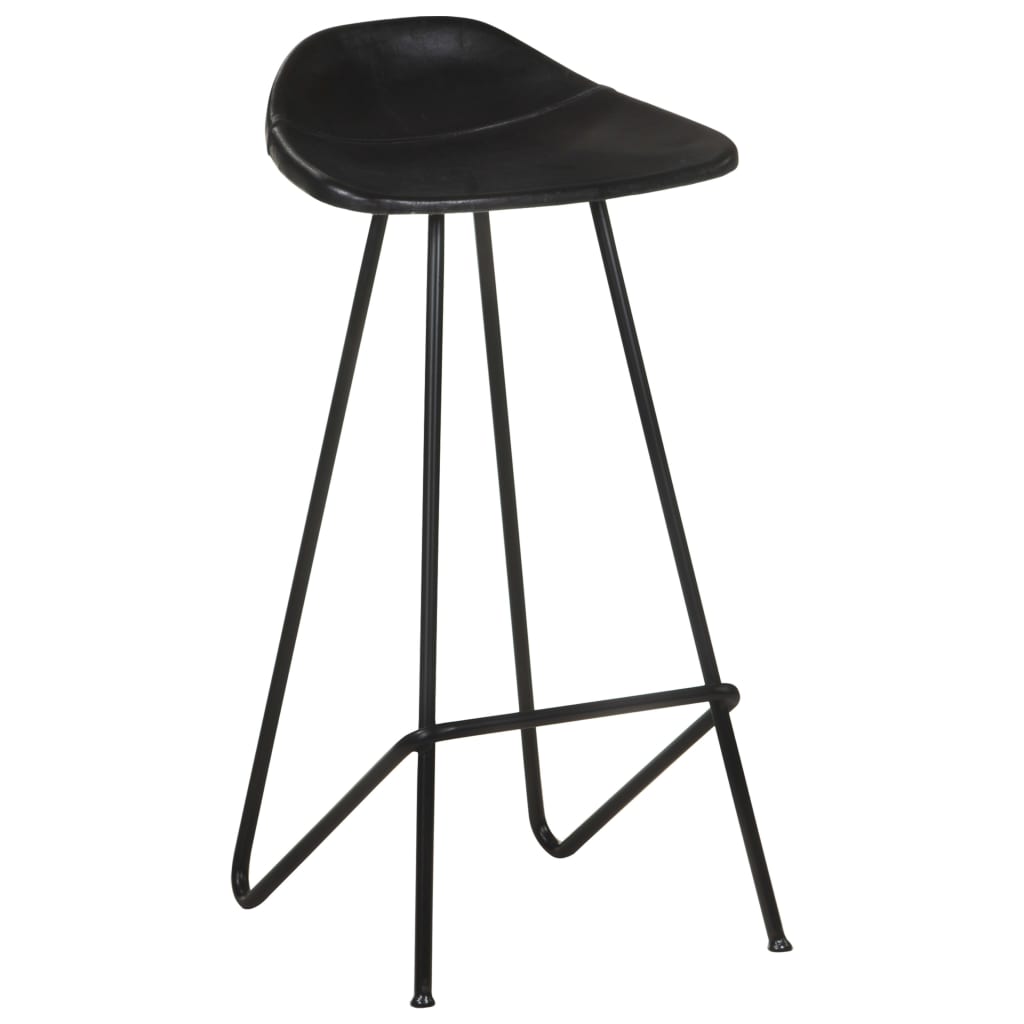 Bar stools, 4 pcs., black, genuine leather