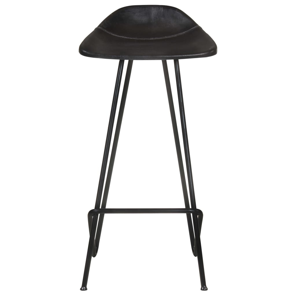 Bar stools, 4 pcs., black, genuine leather