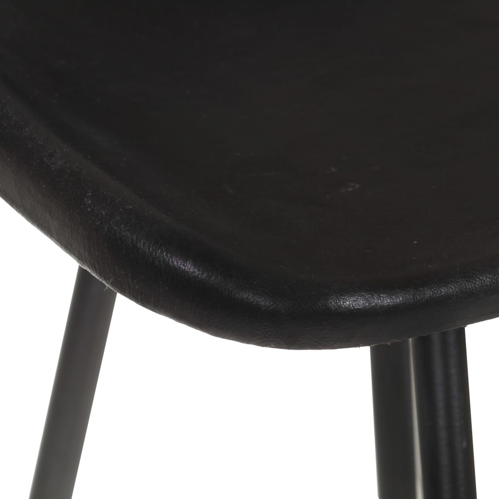Bar stools, 4 pcs., black, genuine leather