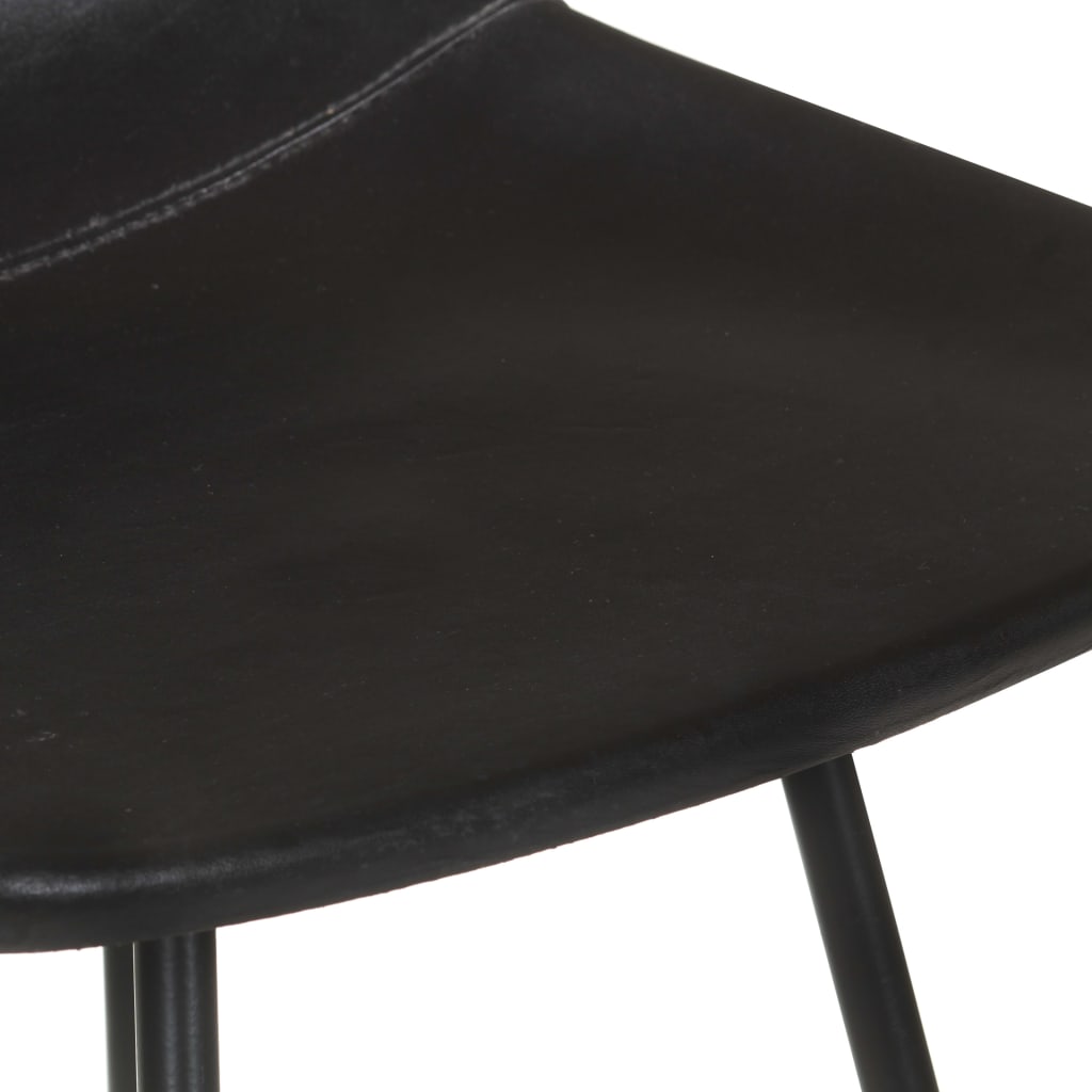 Bar stools, 4 pcs., black, genuine leather