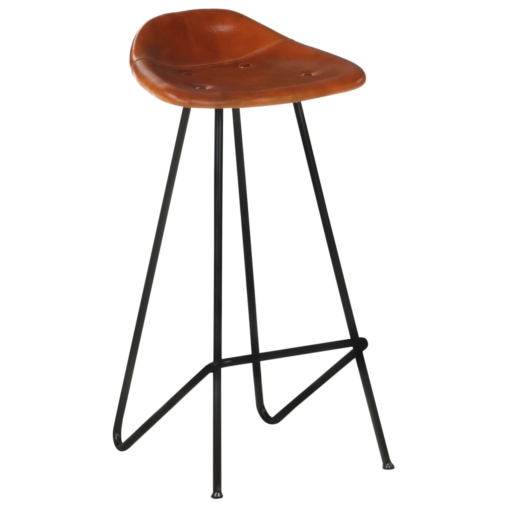 Bar stools, 2 pcs., brown, genuine leather
