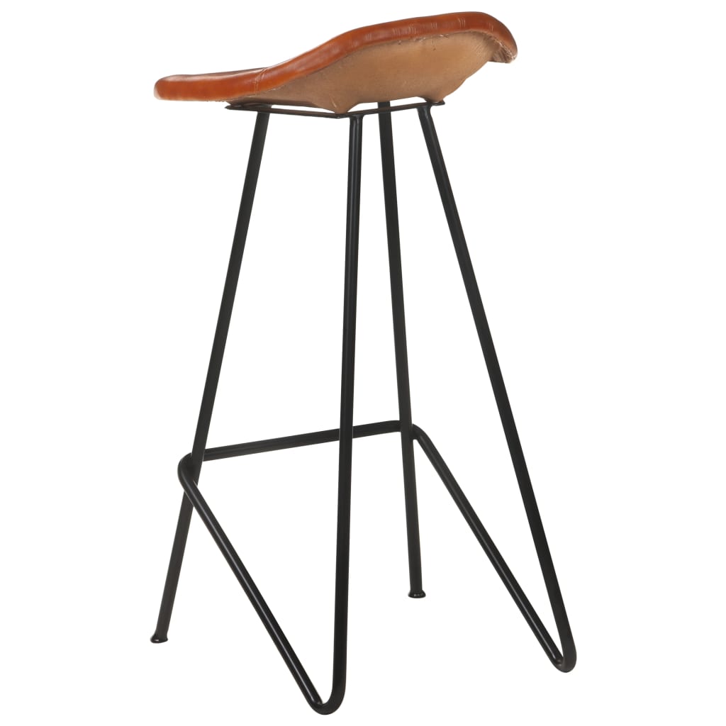 Bar stools, 2 pcs., brown, genuine leather