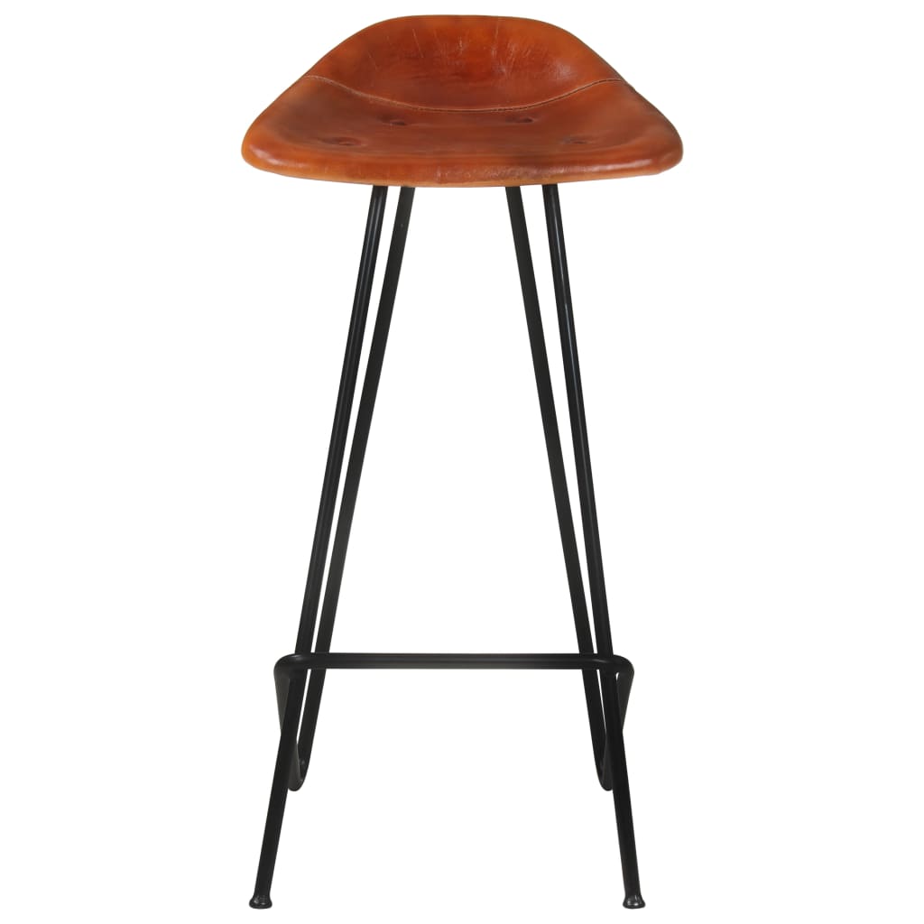 Bar stools, 2 pcs., brown, genuine leather