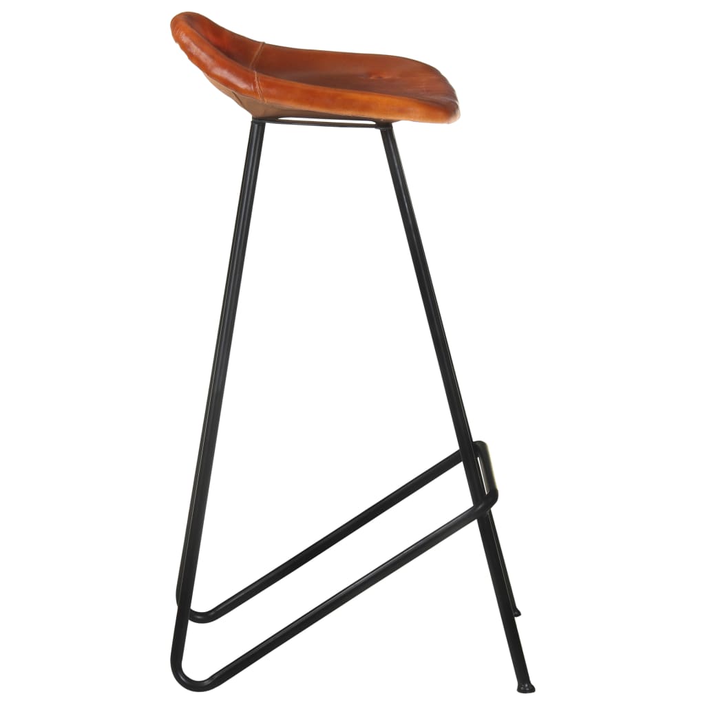 Bar stools, 2 pcs., brown, genuine leather