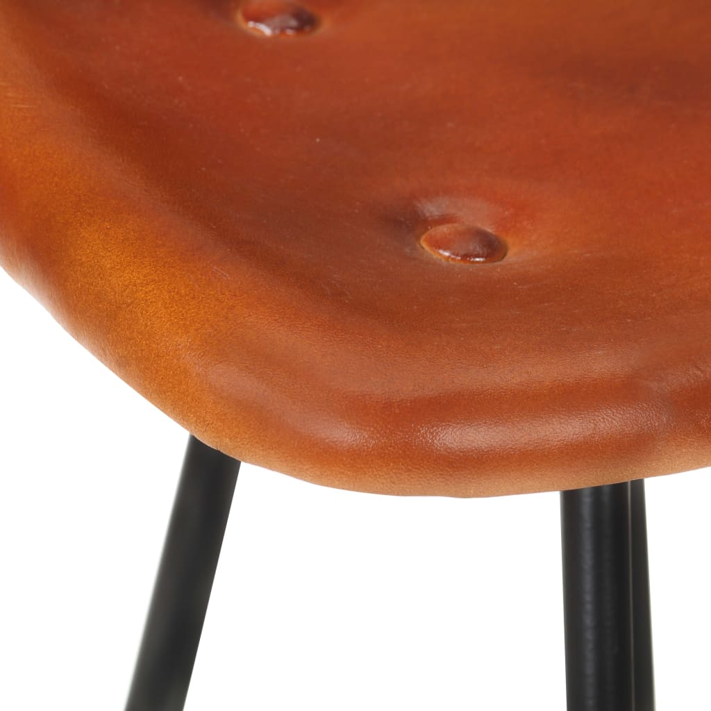 Bar stools, 2 pcs., brown, genuine leather