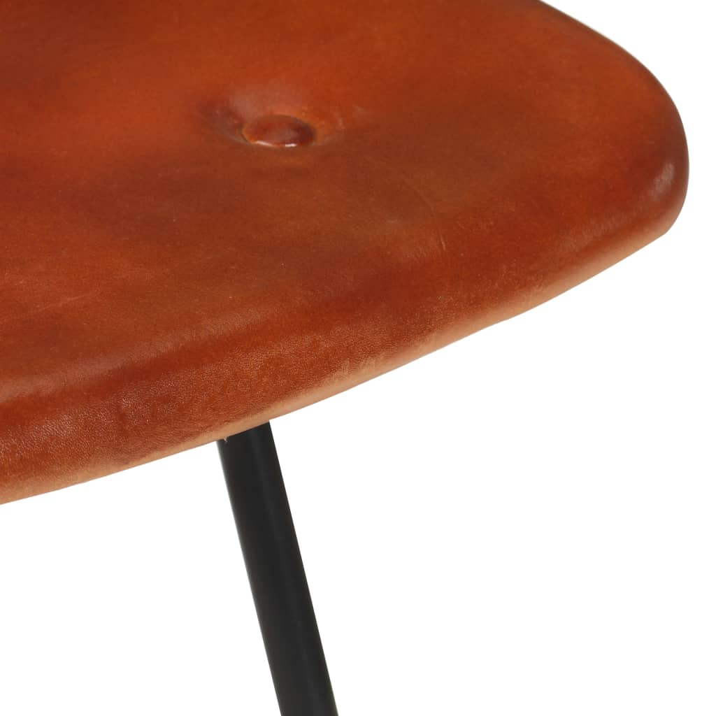 Bar stools, 2 pcs., brown, genuine leather