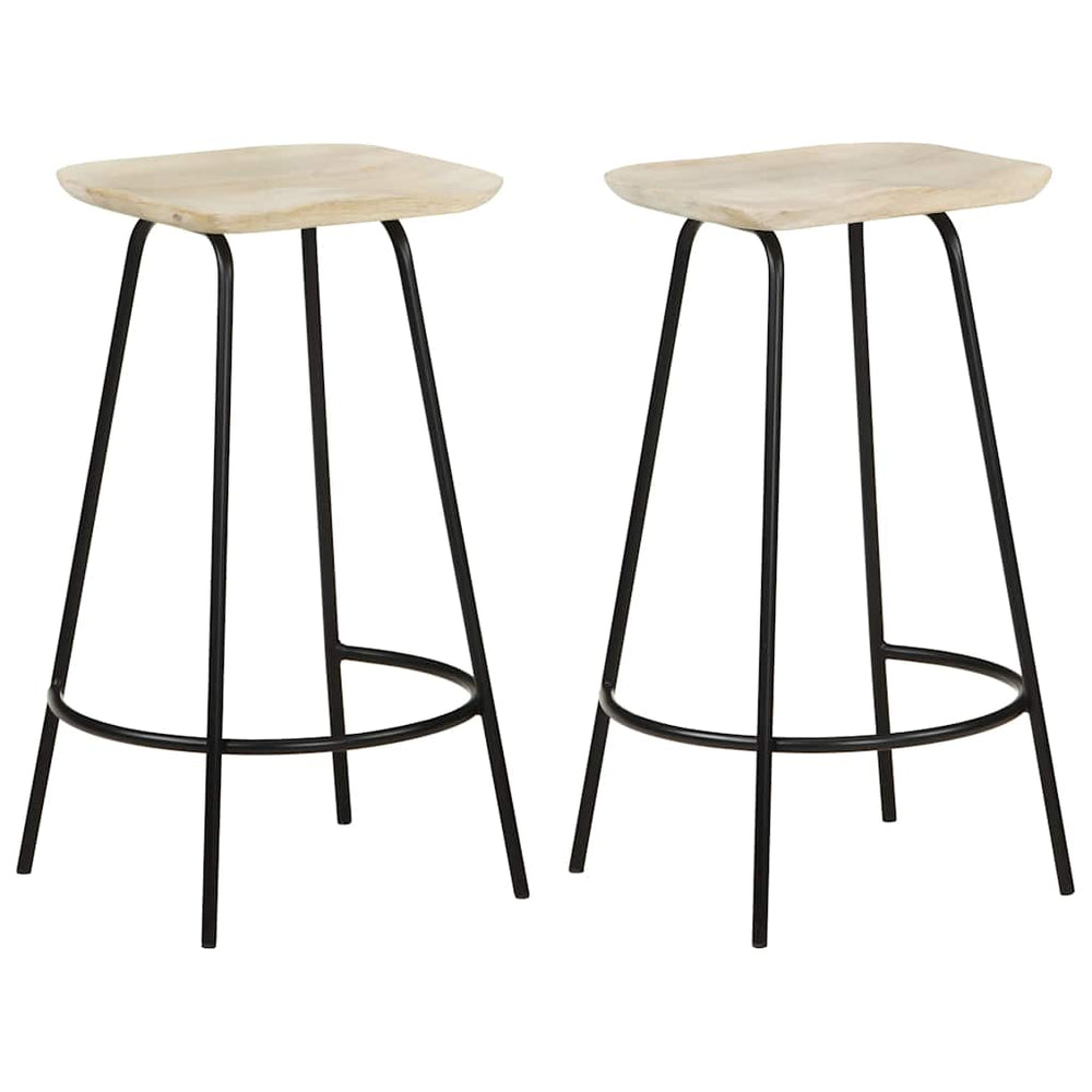 Bar stools, 2 pcs, solid mango wood
