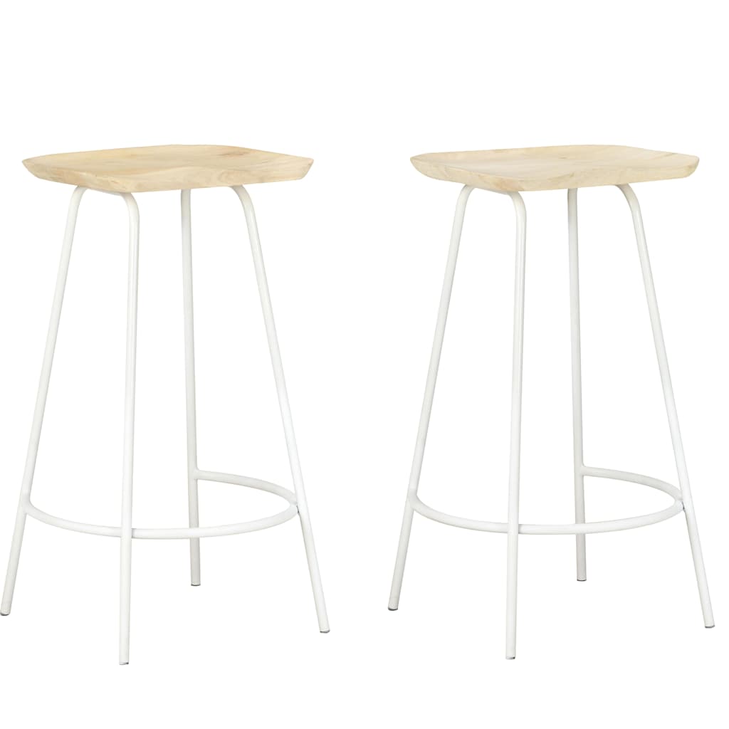 Bar stools, 2 pcs, solid mango wood