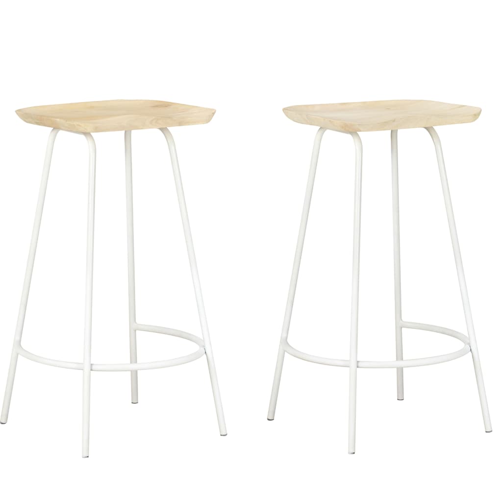 Bar stools, 2 pcs, solid mango wood