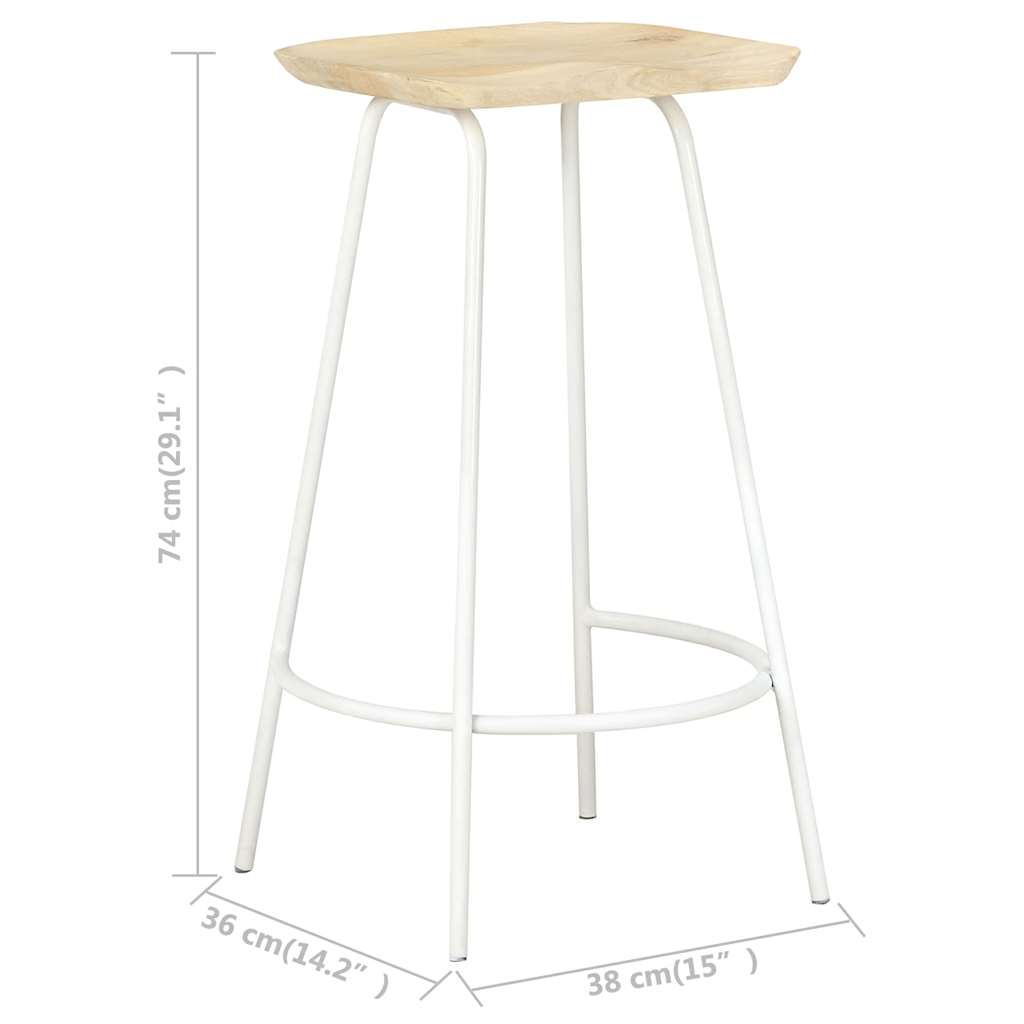 Bar stools, 2 pcs, solid mango wood