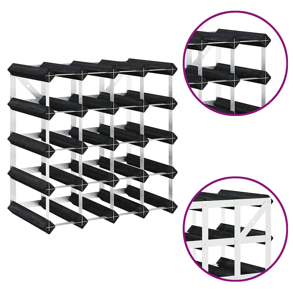 Stovas vynui skirtas 20 butelių, juodas, pušies masyvas