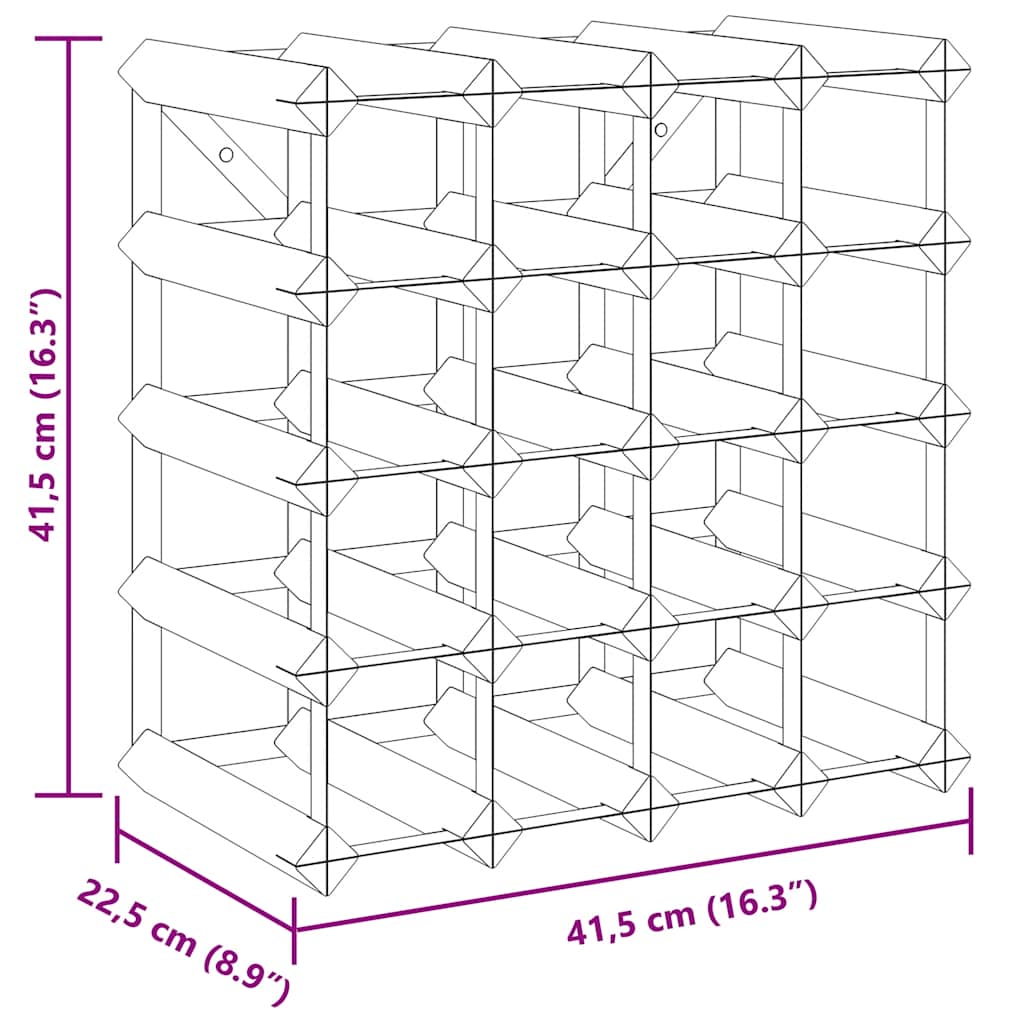 Stovas vynui skirtas 20 butelių, juodas, pušies masyvas
