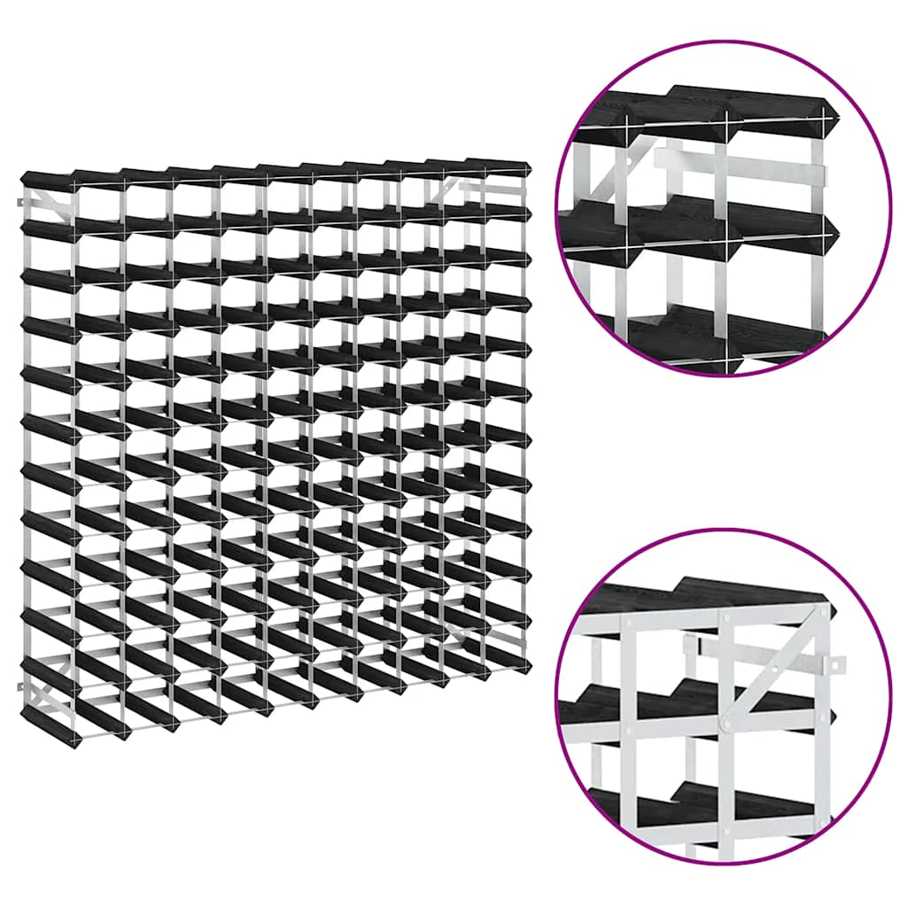 Stovas vynui skirtas 120 butelių, juodas, pušies masyvas