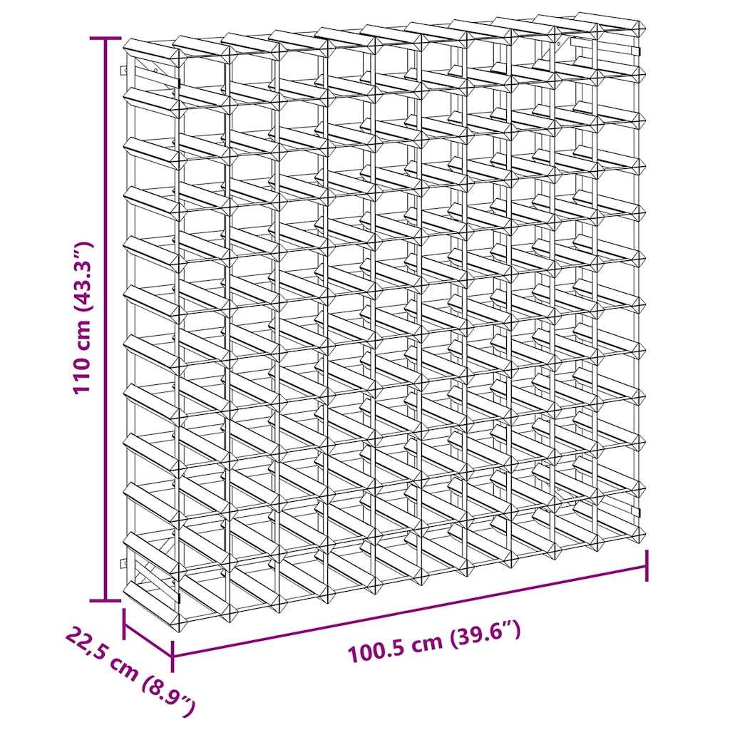 Stovas vynui skirtas 120 butelių, juodas, pušies masyvas