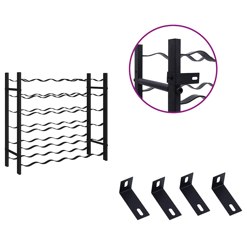 Vyno laikiklis 36 buteliams, juodos spalvos, geležis