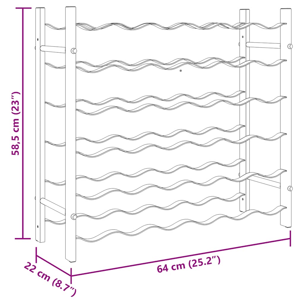 Vyno laikiklis 36 buteliams, juodos spalvos, geležis