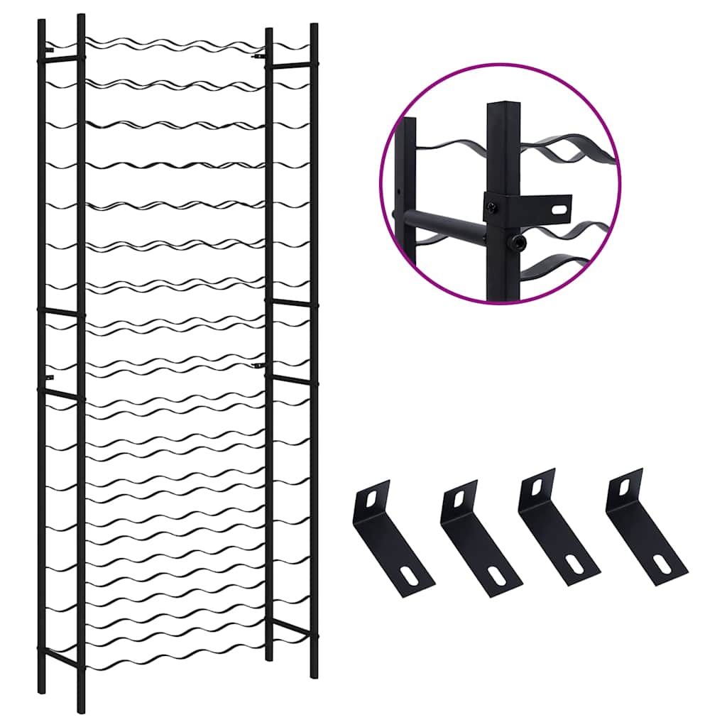 Vyno laikiklis 96 buteliams, juodos spalvos, geležis