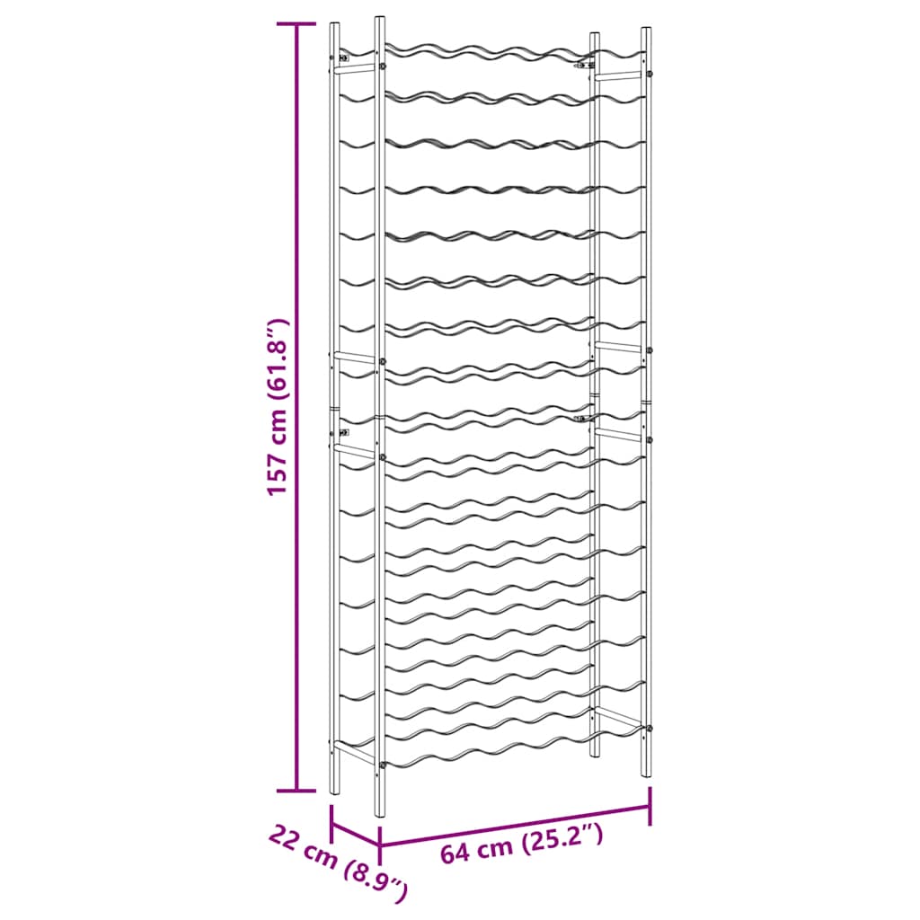 Vyno laikiklis 96 buteliams, juodos spalvos, geležis