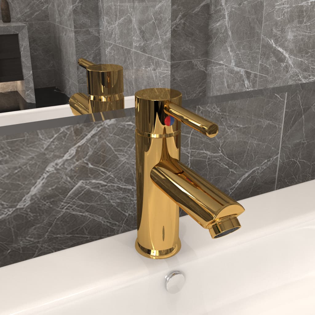 Bathroom sink mixer tap, gold, 130x176mm