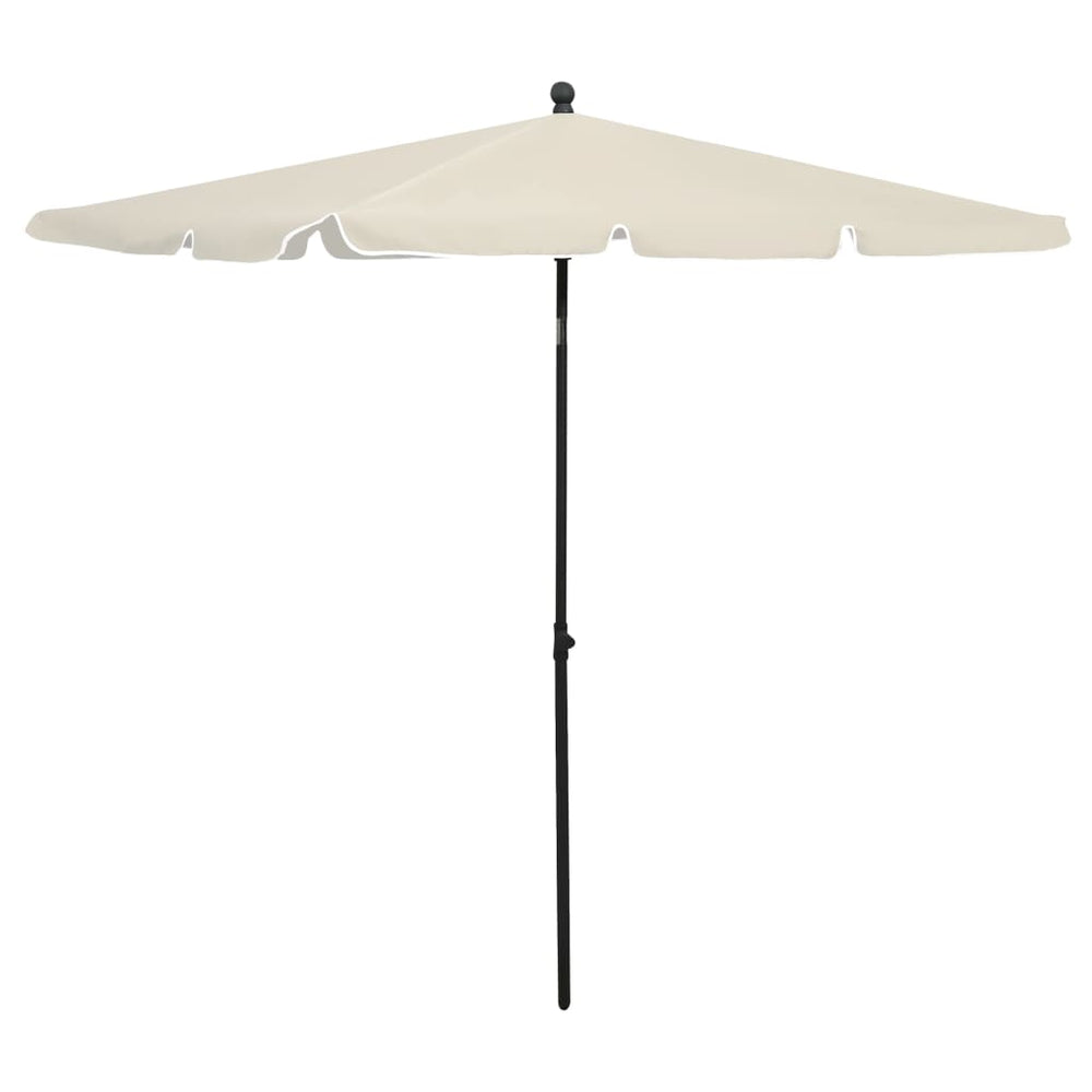 Garden parasol with pole, sand-coloured, 210x140cm
