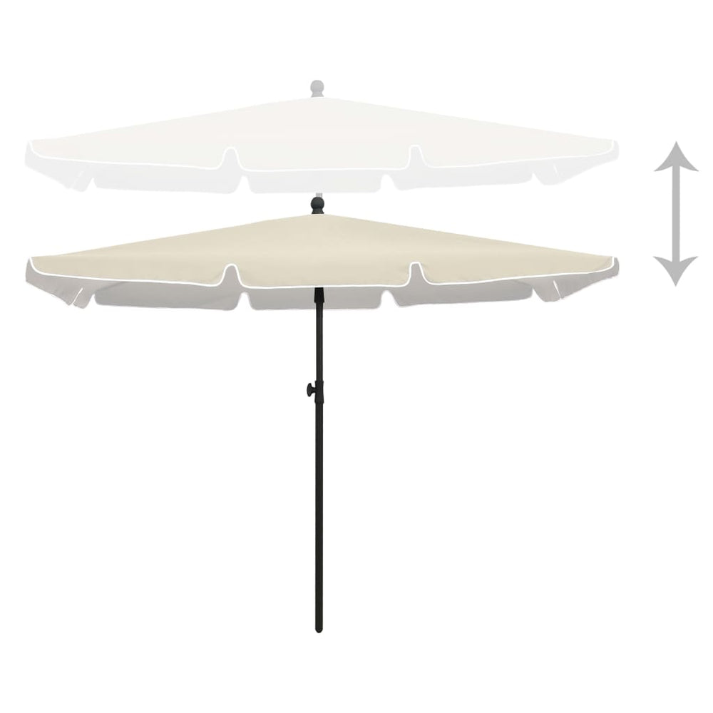 Garden parasol with pole, sand-coloured, 210x140cm
