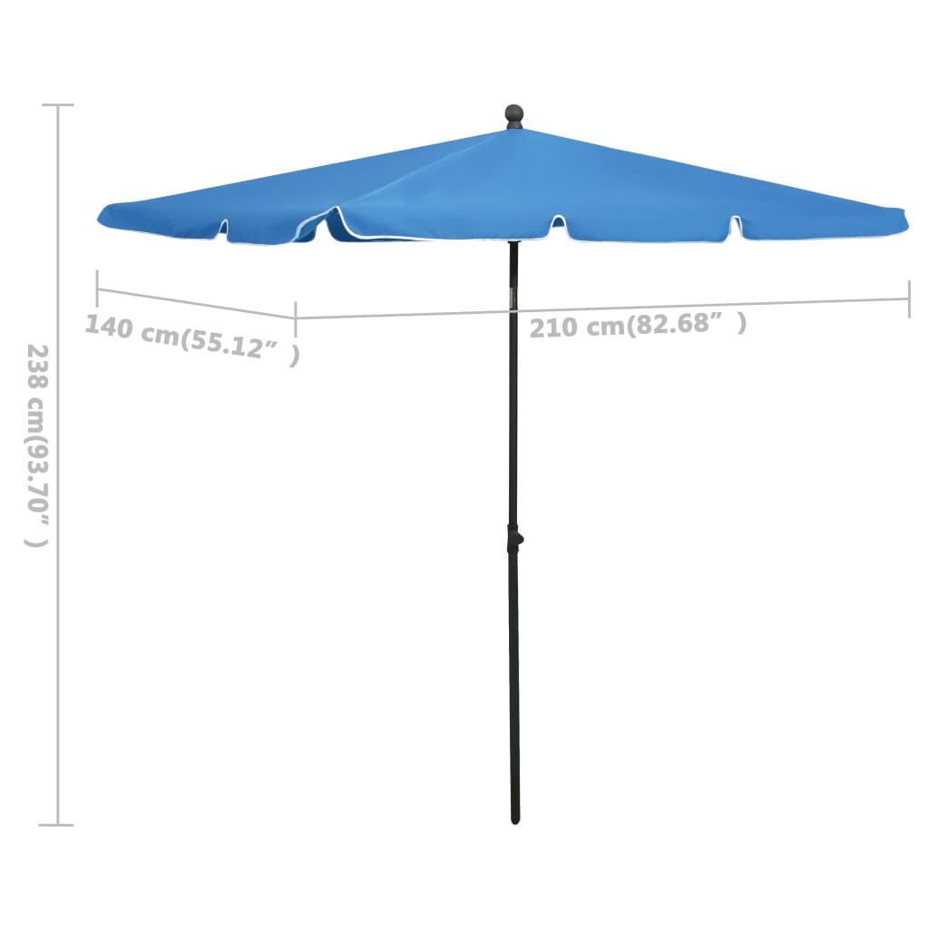 Garden Parasol with Pole, Dark Blue, 210x140cm