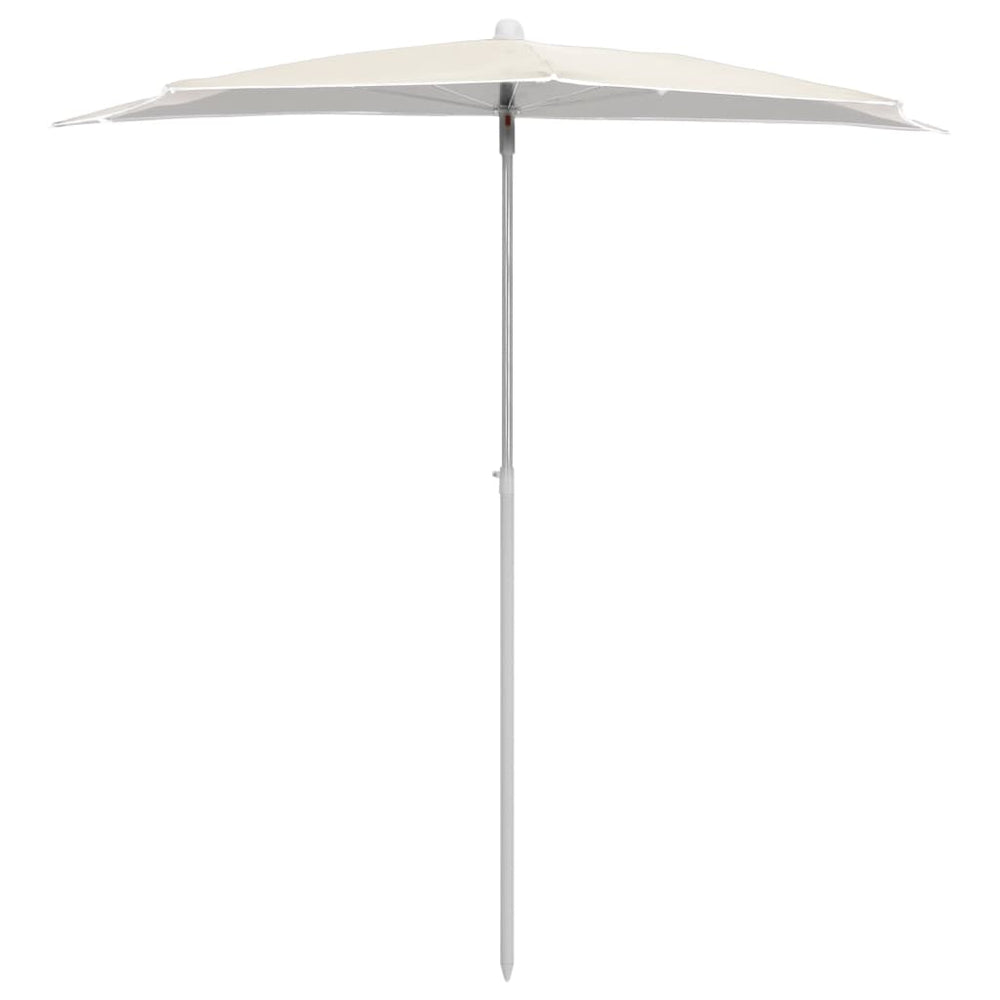Half-round garden parasol with pole, sand, 180x90cm