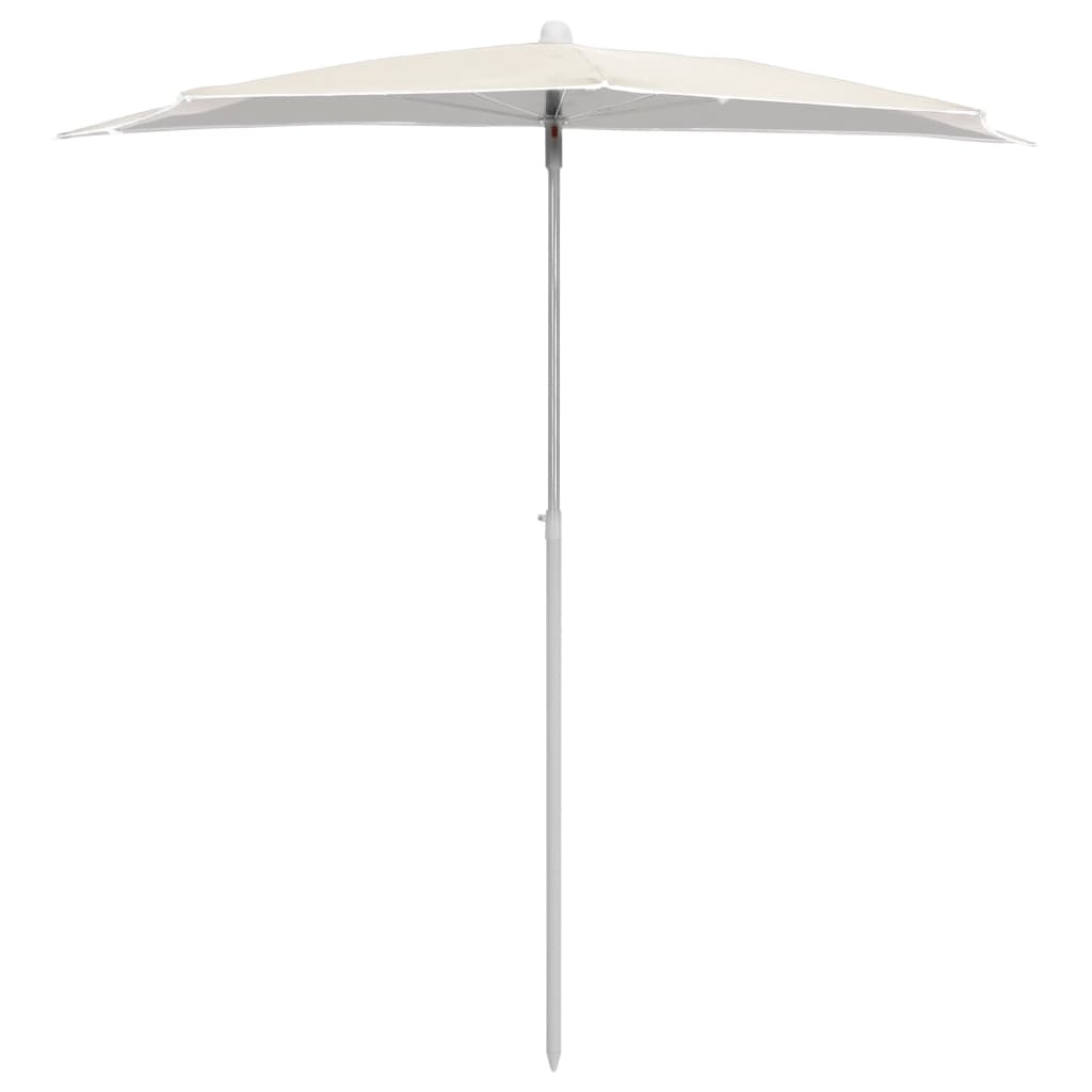 Half-round garden parasol with pole, sand, 180x90cm
