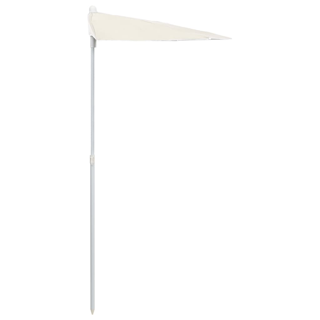 Half-round garden parasol with pole, sand, 180x90cm