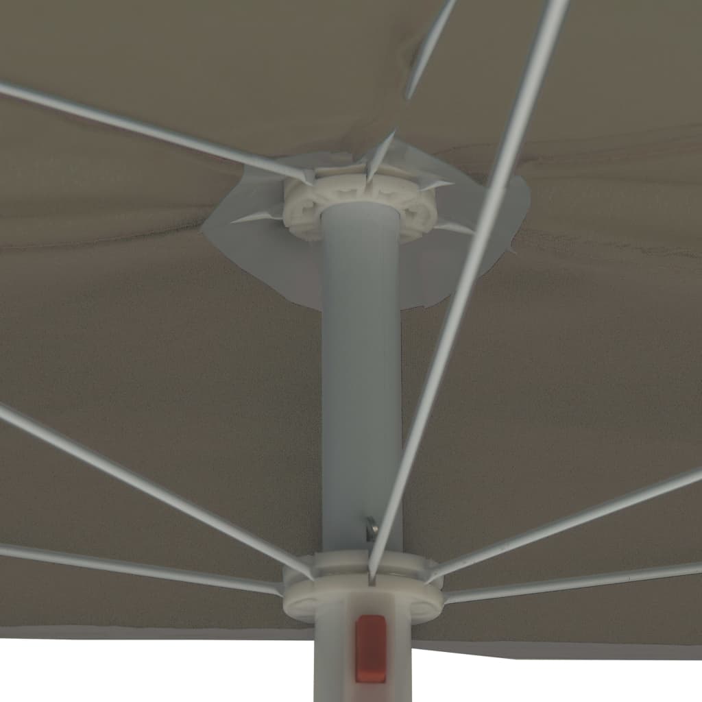 Half-round garden parasol with pole, sand, 180x90cm