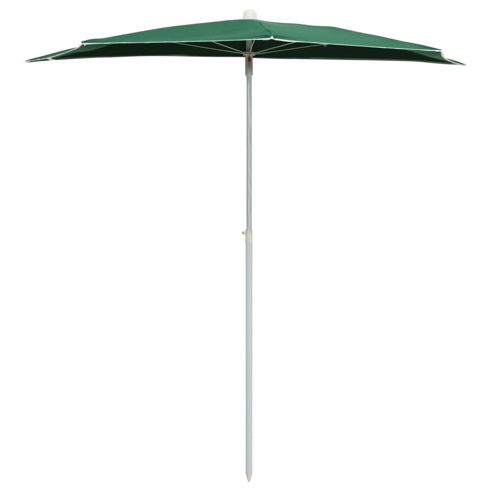 Half-Round Garden Parasol with Pole, Green, 180x90cm