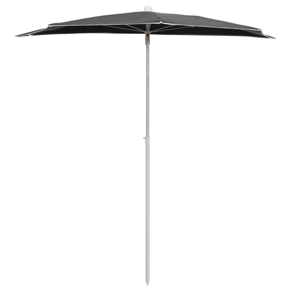 Half-Round Garden Parasol with Pole, Anthracite, 180x90cm