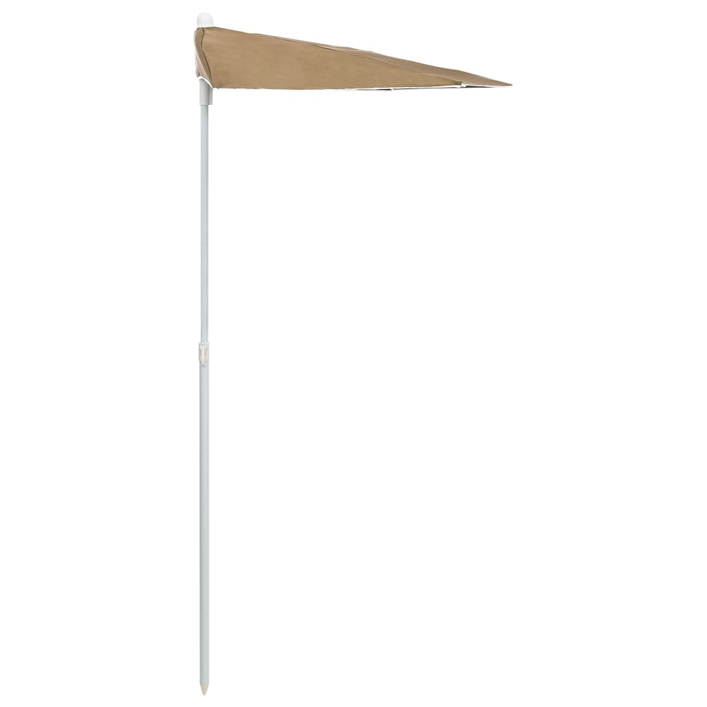 Pusapvalis sodo skėtis su stulpu, taupe spalvos, 180x90cm