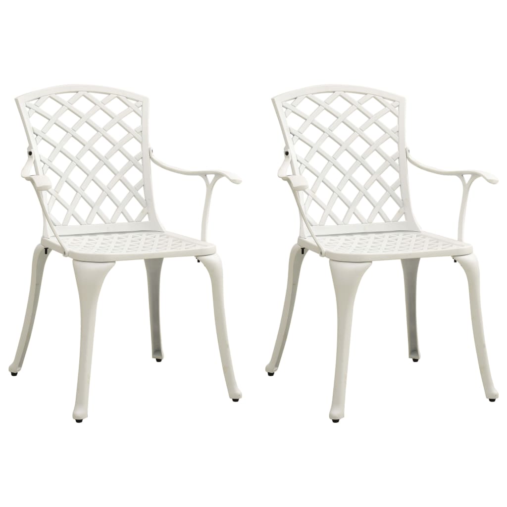 Garden chairs, 2 pcs, white, cast aluminium