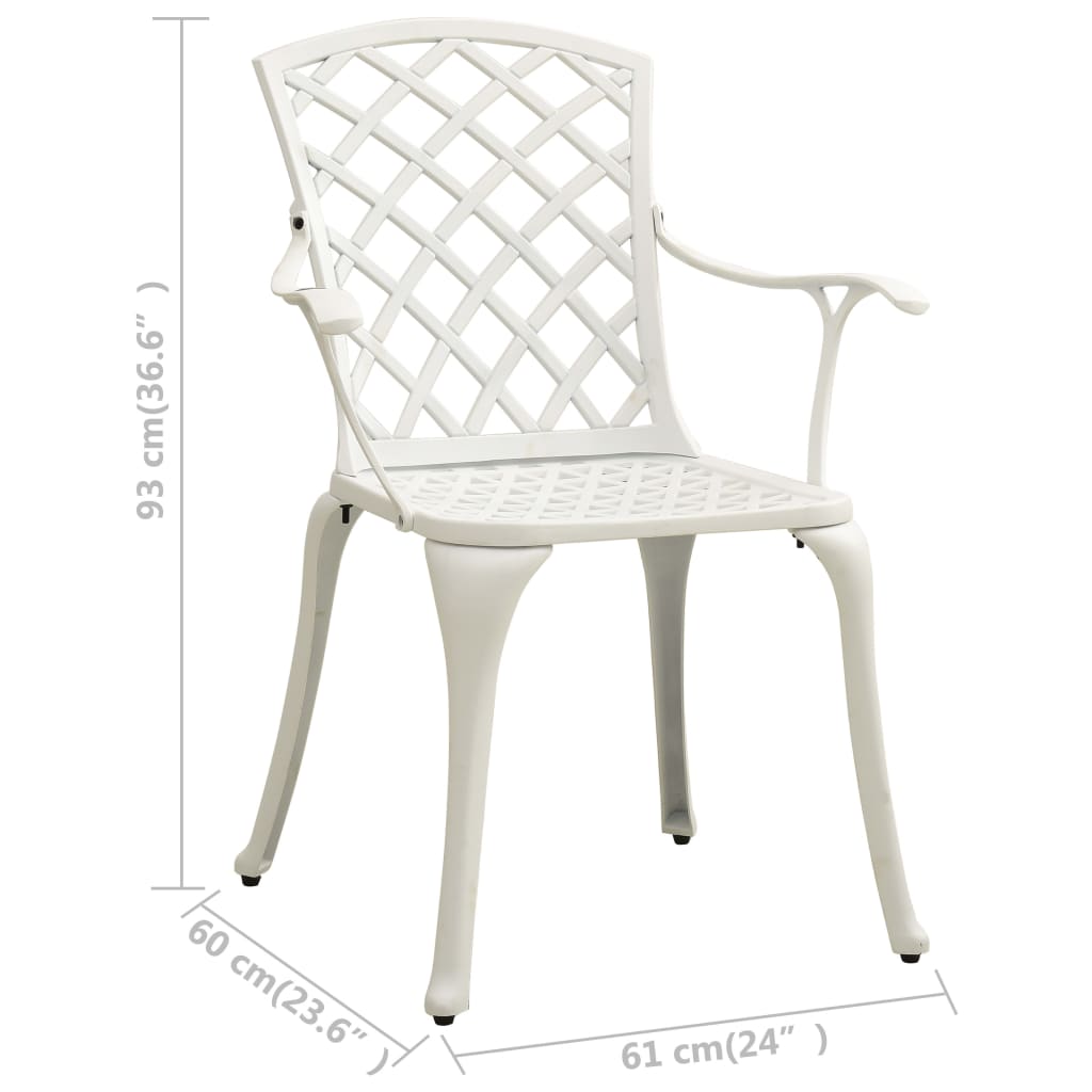 Garden chairs, 2 pcs, white, cast aluminium