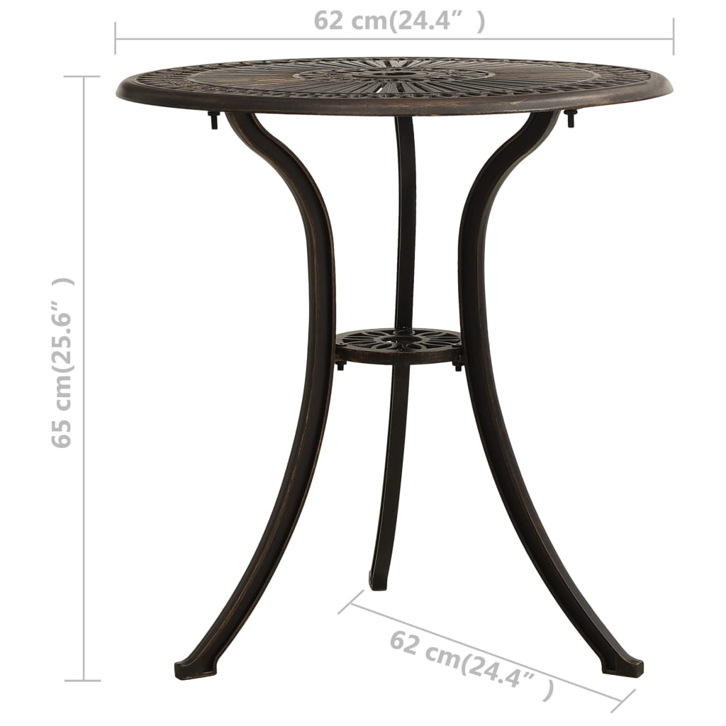Garden table, bronze, 62x62x65cm, cast aluminum