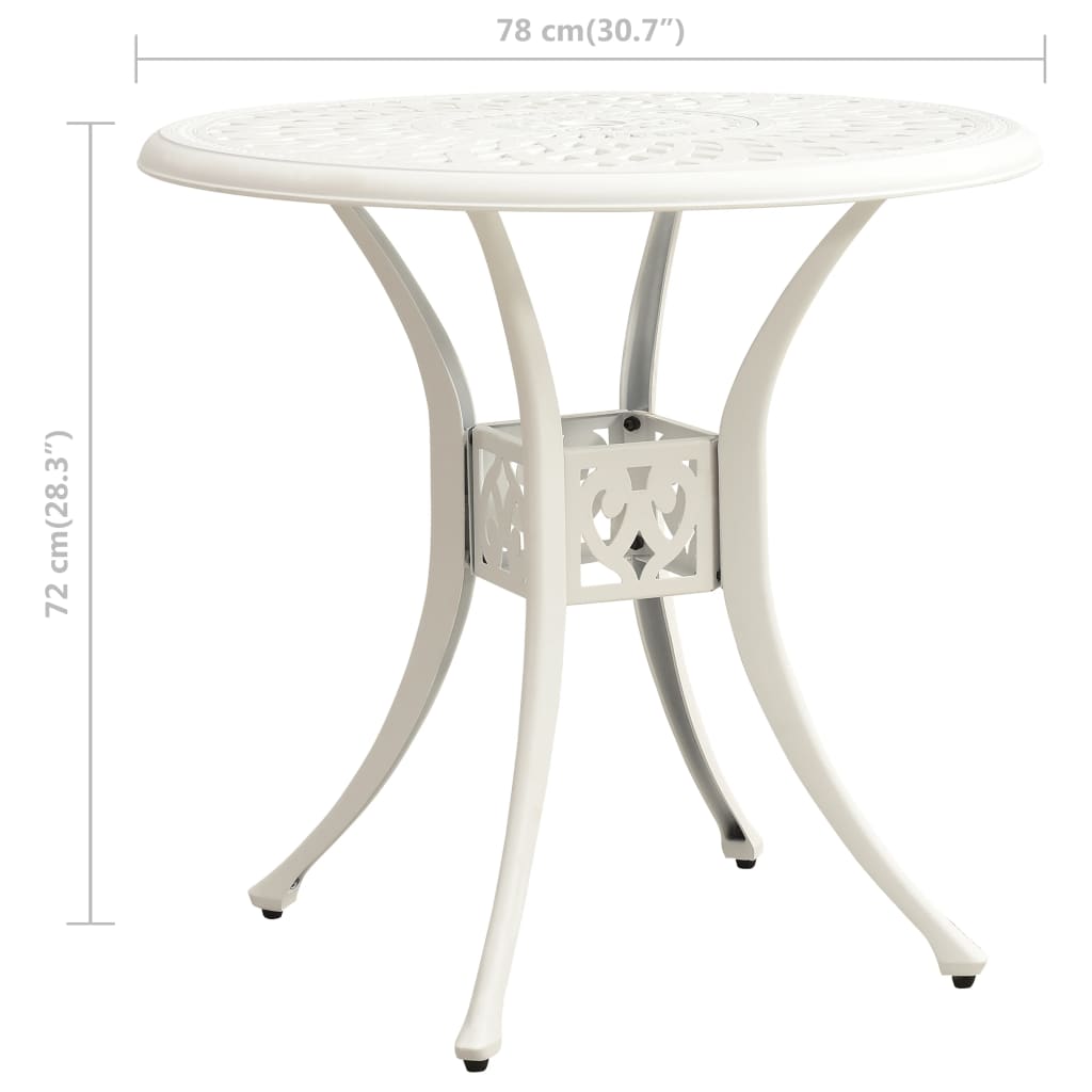 Garden table, white, 78x78x72cm, cast aluminum