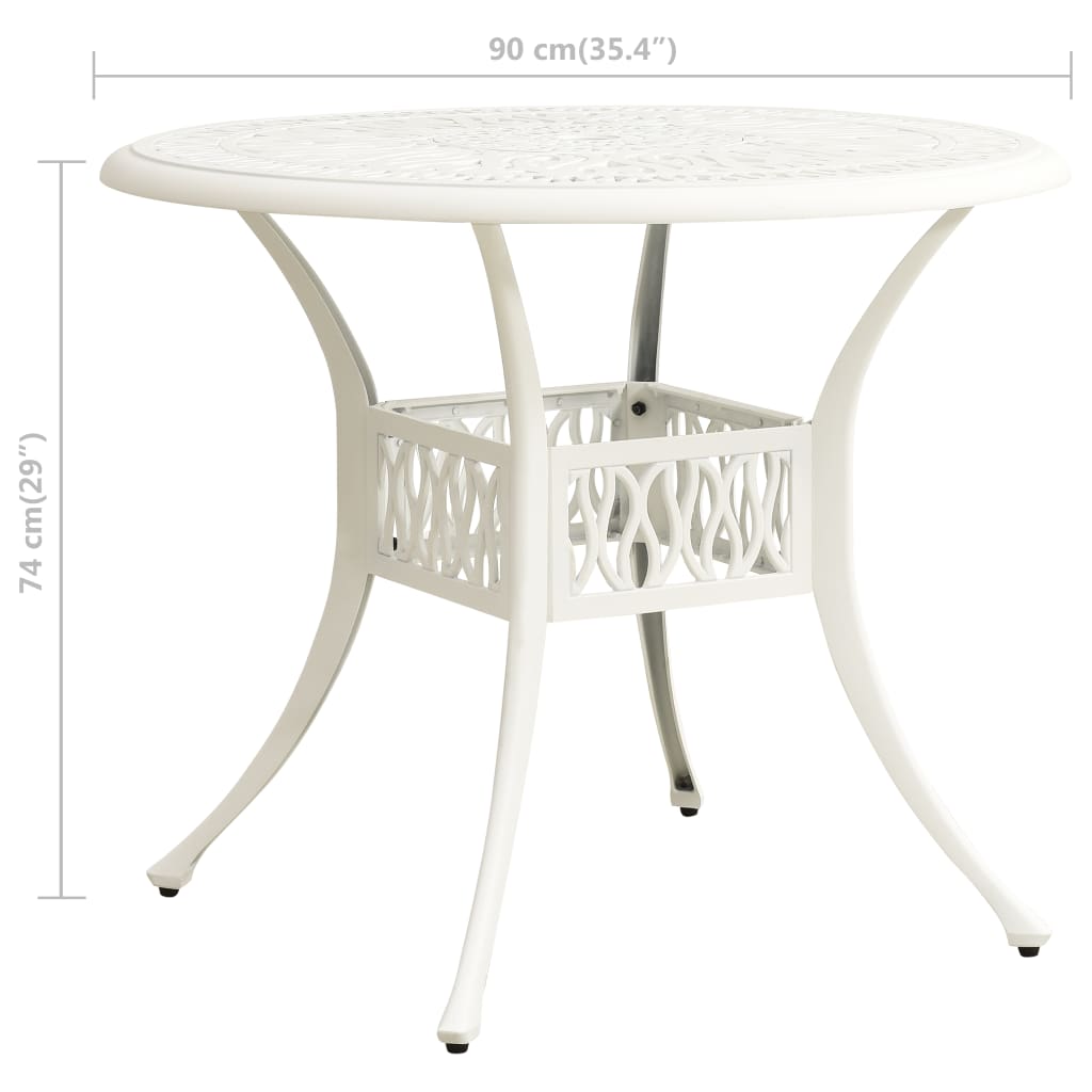 Garden table, white, 90x90x74cm, cast aluminium