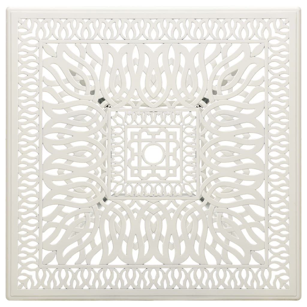 Dārza galds, balts, 90x90x73 cm, liets alumīnijs