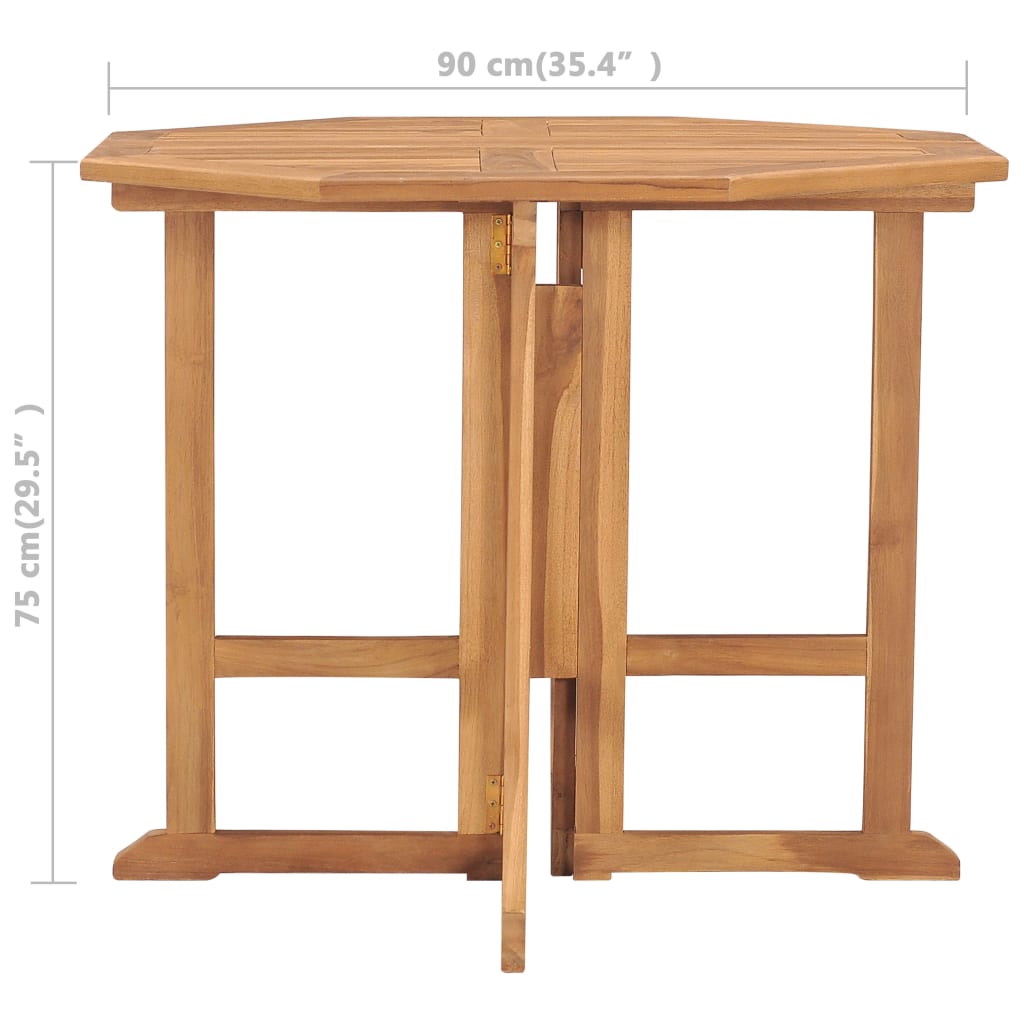 Folding garden table, 90x90x75cm, solid teak