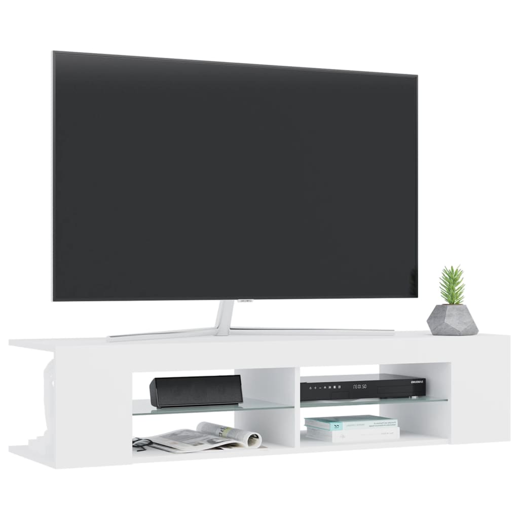 TV skapītis ar LED apgaismojumu, balts, 135x39x30 cm