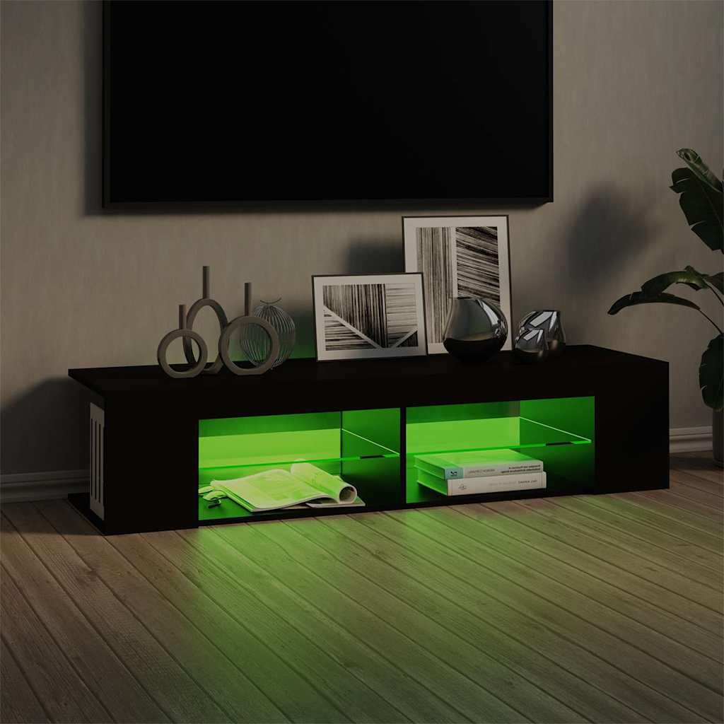TV skapis ar LED apgaismojumu, melns, 135x39x30 cm