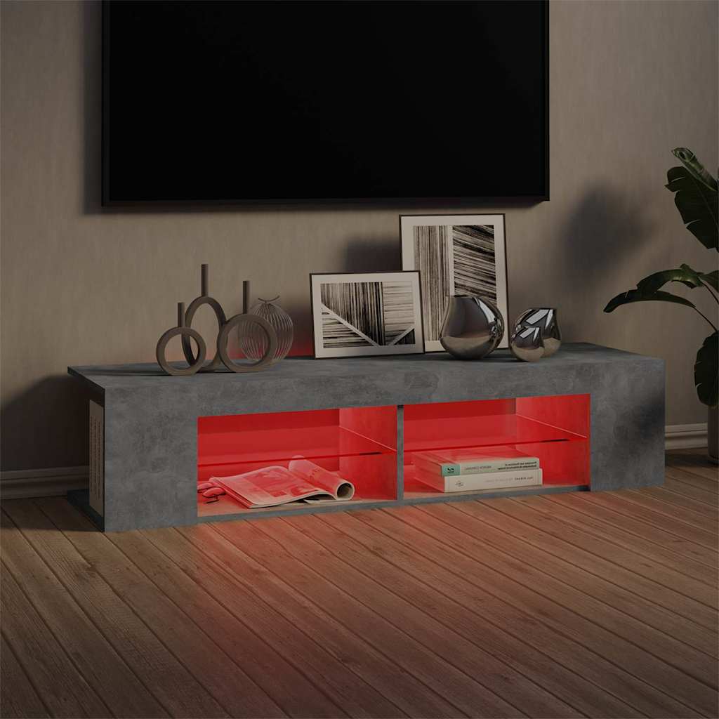 Televizoriaus spintelė su LED, betono pilka, 135x39x30cm