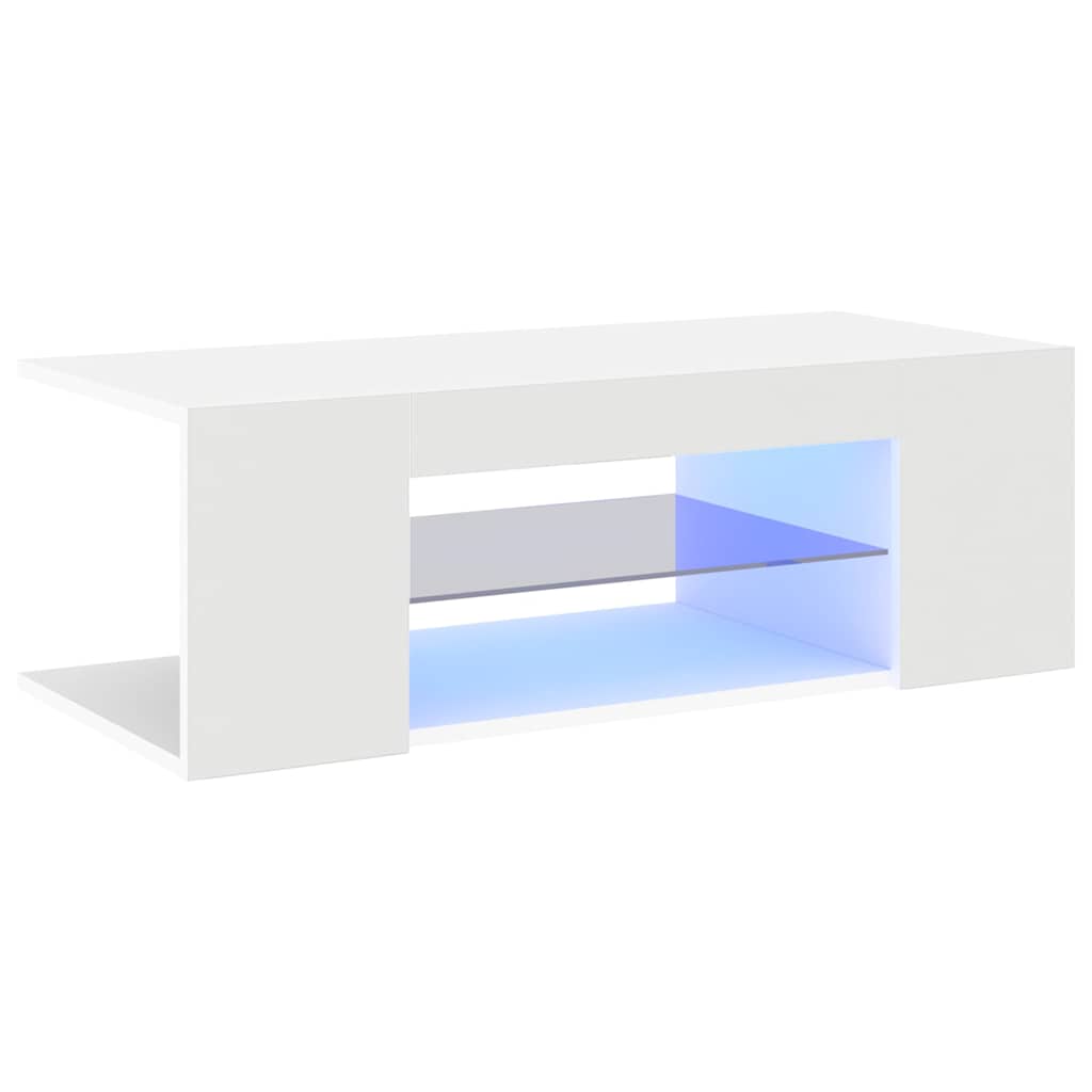 TV Cabinet with LED Lights, White, 90x39x30cm