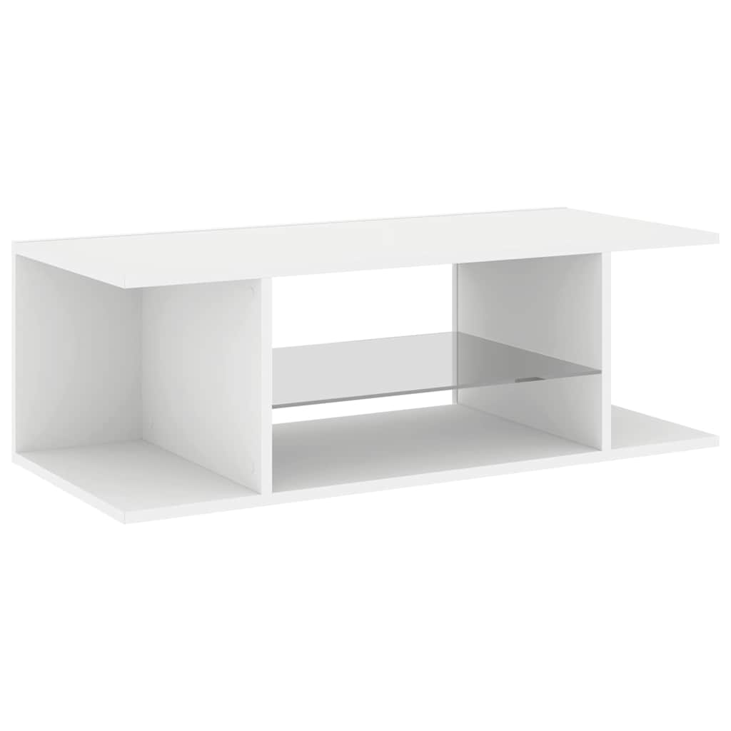 TV Cabinet with LED Lights, White, 90x39x30cm